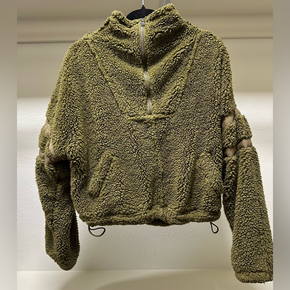 Free People Movement Cozy Olive Green Sherpa Pullover